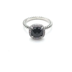 David Yurman Four-Prong Square Black Diamond Ring