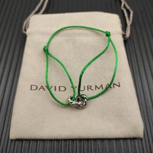 David Yurman Green Double Ring Sterling Silver Nylon Cord Bracelet