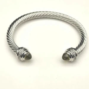 David Yurman 7mm Brown Diamond-Set Cable Cuff Bracelet