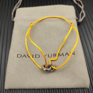 David Yurman Yellow Double Ring Sterling Silver Nylon Cord Bracelet