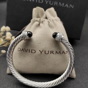 David Yurman 7mm Full Pavé Black Diamond End Cap Bracelet