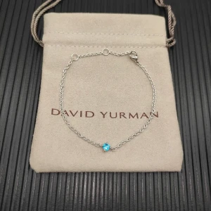 David Yurman 4mm Sterling Silver Single Stone Deep Blue Diamond Bracelet