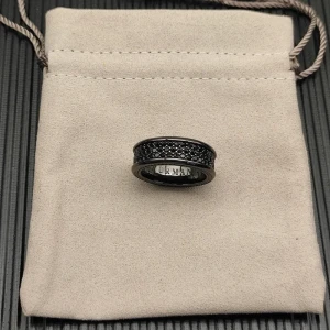 David Yurman 8.5mm Black and Gold Cable Classic Pavé Black Diamond Ring