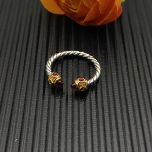 David Yurman 2.3mm Gold and Silver Renaissance Red Diamond Pavé Ring