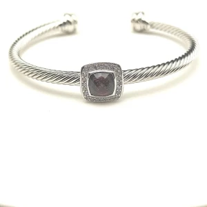 David Yurman 4mm Square Pavé Cable Bracelet with Purple Diamonds