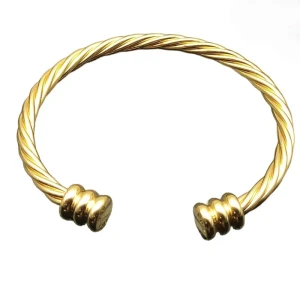 David Yurman Gold 4mm Three-Row Double End Cuff Bracelet