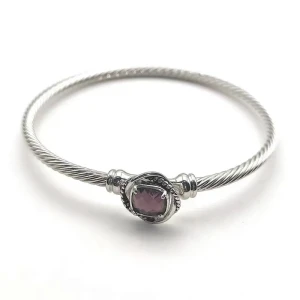 David Yurman 3mm Cable Square Purple Diamond Bracelet