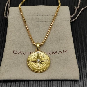 David Yurman Gold Compass White Diamond Necklace