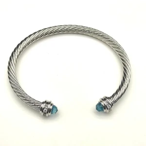 David Yurman 5mm Cable Classics Blue Sapphire End Cuff Bracelet