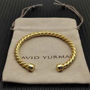 David Yurman 6mm Gold Round-End Cable Cuff Bracelet