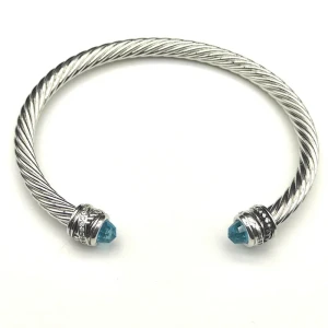 David Yurman 5mm Cable Classics Rotating Blue Diamond Cuff Bracelet