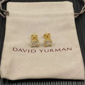 David Yurman 8mm Gold Four-Prong White Diamond Stud Earrings