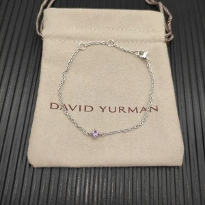 David Yurman 4mm Sterling Silver Single Stone Purple Diamond Bracelet