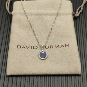 David Yurman Sterling Silver 17.8mm Round Pavé Lapis Lazuli Necklace