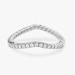 David Yurman Silver Heart Pavé Diamond Ring