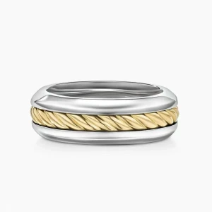 David Yurman Gold and Silver Cable Plain Ring