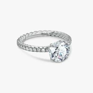 David Yurman 0.7 Carat Four-Prong Diamond Ring with Side Diamonds