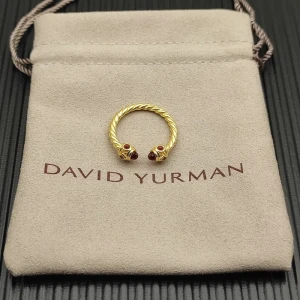 David Yurman 2.3mm Gold Renaissance Red Diamond Pavé Ring