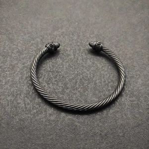 David Yurman 5mm Black Colorful Enamel Cuff Bracelet, Fits Wrist Size 16cm - 20cm