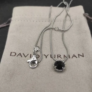 David Yurman 8mm Black Gemstone Four-Prong Pendant Necklace