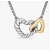 David Yurman Gold and Silver Double Heart Clasp Pendant Necklace, 1.5mm Chain, Length 45cm + 5cm