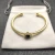 David Yurman Gold Tone 4mm Cable Square Black Diamond Cuff Bracelet