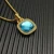 David Yurman Gold 14mm Square Blue Diamond Necklace