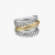 David Yurman 17.5mm Gold and Silver Five-Line Cross Pavé Diamond Ring