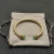 David Yurman 5mm Gold Angled Green Chalcedony Cuff Bracelet, Fits Wrist Size 16cm - 20cm