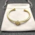 David Yurman Gold Tone 4mm Cable Square Yellow Diamond Cuff Bracelet