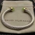 David Yurman 7mm Gold-Tone End Caps Sterling Silver Cable Cuff Bracelet 5-Row Pavé Light Green Diamonds