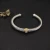 David Yurman 7mm Sterling Silver Cable Cuff Bracelet with Gold Bead End Caps White Diamonds