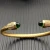 David Yurman 5mm Gold-Tone Cable Cuff Bracelet Deep Green Diamonds