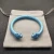 David Yurman 7mm Light Blue Colorful Enamel Cuff Bracelet, Fits Wrist Size 16cm - 20cm