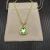 David Yurman Gold 14mm Square Green Diamond Necklace