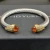 David Yurman 7mm Gold-Tone End Caps Sterling Silver Cable Cuff Bracelet Champagne Diamonds