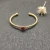 David Yurman Gold Tone 4mm Cable Square Red Diamond Cuff Bracelet