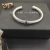 David Yurman 7mm Sterling Silver Cable Cuff Bracelet with Bead End Caps Black Diamonds