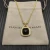 David Yurman Gold 14mm Square Black Diamond Necklace