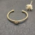 David Yurman Gold Tone 4mm Cable Square White Diamond Cuff Bracelet