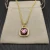 David Yurman Gold 14mm Square Purple Diamond Necklace
