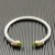 David Yurman 5mm Silver Cable Bracelet with Gold Station and Five-Row Pavé Light Green Diamond Accent