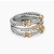 David Yurman Gold and Silver Three-Row Diamond Border Ring