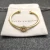 David Yurman Gold Tone 4mm Cable Square Purple Champagne Diamond Cuff Bracelet