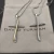 David Yurman Silver and Gold Cross Pendant Necklace with Cable Bar Details