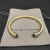 David Yurman Gold Tone 5mm Red Diamond Cuff Bracelet