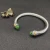 David Yurman Gold and Silver 7mm Double End Cap Bracelet with Light Green Pavé