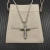 David Yurman Sterling Silver Chevron Cross White Diamond Necklace