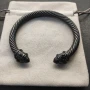 David Yurman 7mm Black Colorful Enamel Cuff Bracelet, Fits Wrist Size 16cm - 20cm
