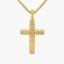 David Yurman Gold Chevron Cross White Diamond Necklace